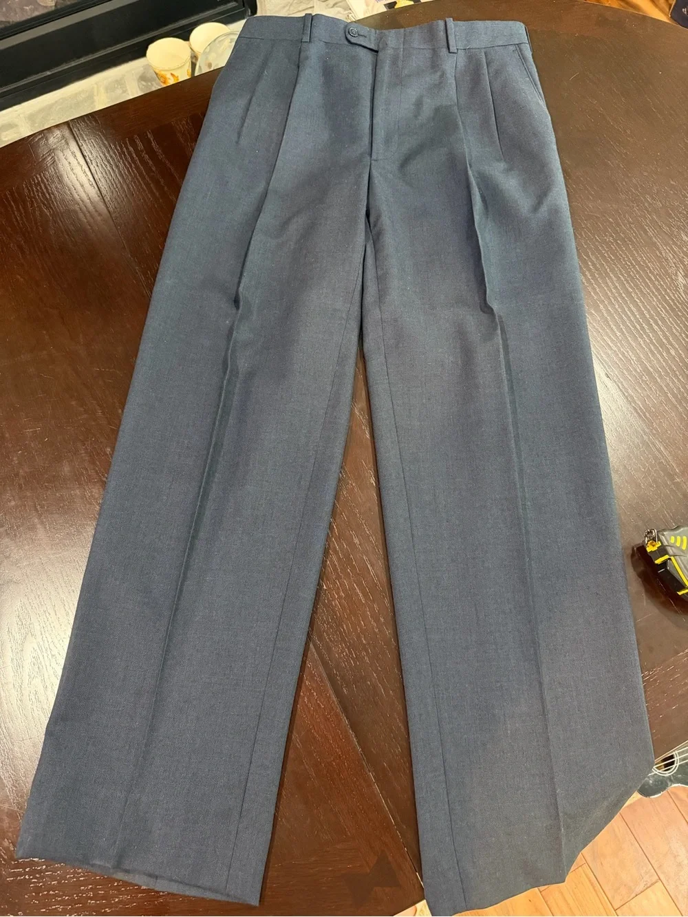 Alan Flusser Saks Fifth Avenue Suit Men 100% Wool Made in Canada Blue
